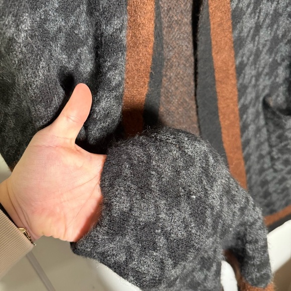 Max Studio Houndstooth Open Front Cardigan Sweater Coat Size Large Jacquard - Picture 7 of 12